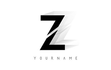 Black Wireframe Z Letter Logo Design. Creative vector illustration with wired outline frame.