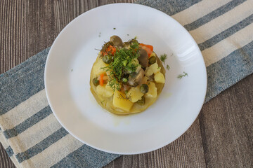 Traditional delicious Turkish food; Artichoke with olive oil (zeytinyagli enginar)