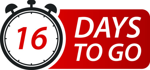 16 days to go. Vector illustration.