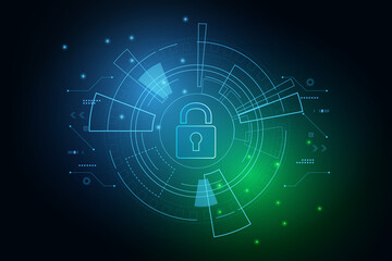 Obraz premium Cyber security technology concept , Shield With Keyhole icon with world map background , personal data , vector illustration.