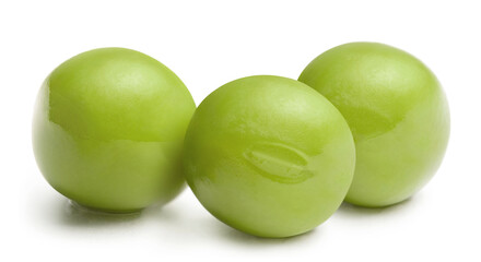 Delicious green peas, isolated on white background