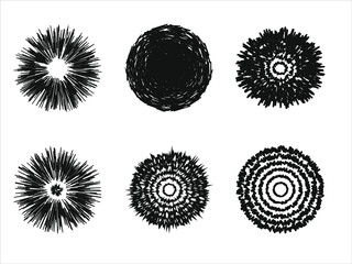 Circular ornamental shapes, vector design. Black and white colours