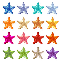 Fototapeta na wymiar illustration of set of colorful starfish