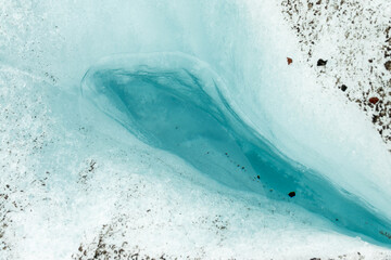 Detail of a blue ice crack in Vatnajokull glacier near Skaftafell, Iceland
