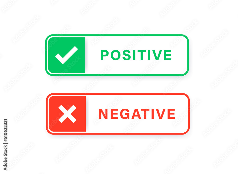 Aufkleber Positive and negative label banner button with check mark icon sign, checkmark tick and cross sign checkbox icons