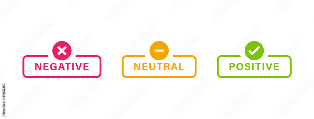 Poster Positive and negative neutral label banner button with check mark icon sign, checkmark tick and cross sign checkbox icons