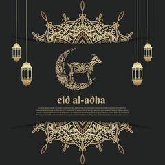 Eid al adha mubarak social media post, islamic banner, greeting card 