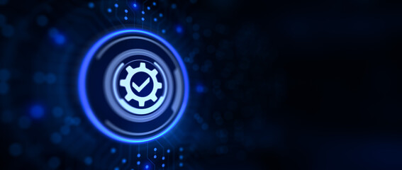 Standards Quality control certification concept on screen.