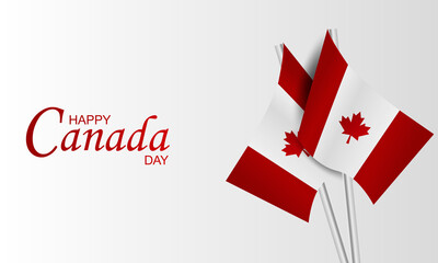 Congratulations on Canada Day. Holiday banner with Canadian symbols, maple leaves