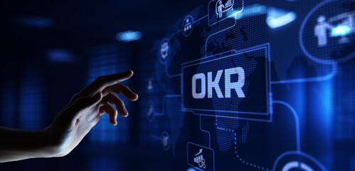 OKR Objectives key results business finance technology concept.