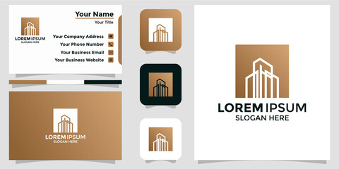 minimalist logo design building and branding card