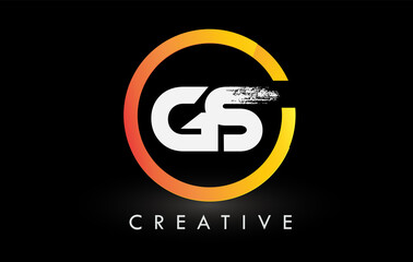Circular White GS Brush Letter Logo Design. Creative Brushed Letters Icon Logo.