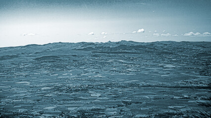 massif central mountains view from plane in france