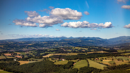 Fototapeta premium massif central mountains view from plane in france