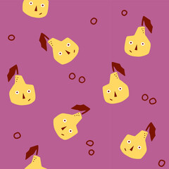 Seamless fruit pattern with creative pears. Abstract summer fruit background. Great for fabric, textile, apparel. Vector illustration