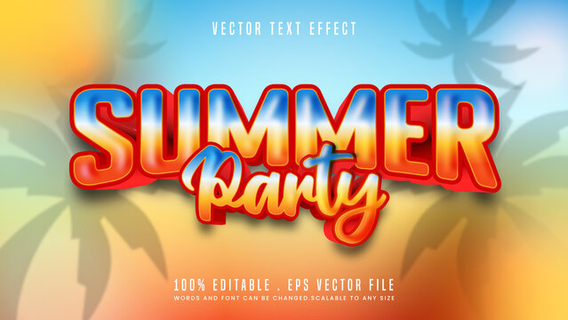 Summer party day 3d editable text effect font style