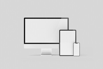 Multi devices responsive website mockup. Desktop, tablet, and smartphone screen mockup