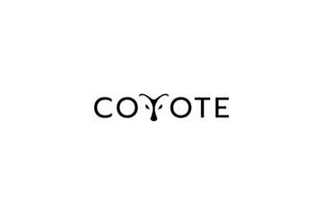 coyote logo with coyote lettering with coyote face as letter 