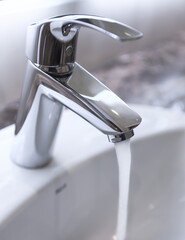 water flowing from faucet