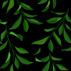 Seamless summer pattern with leaves. Vector elegant floral background.