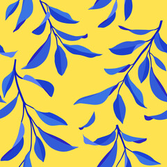 Seamless summer pattern with leaves. Vector elegant floral background.