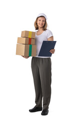 ?elivery woman with boxes
