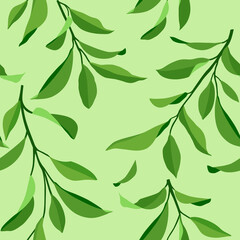 Seamless summer pattern with leaves. Vector elegant floral background.