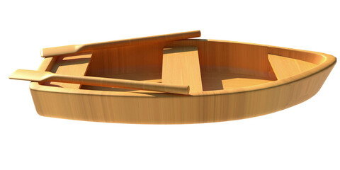 wooden boat 3d render illustration