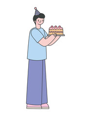 man holding a cake