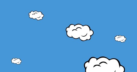 Vector image of white clouds on blue background, copy space