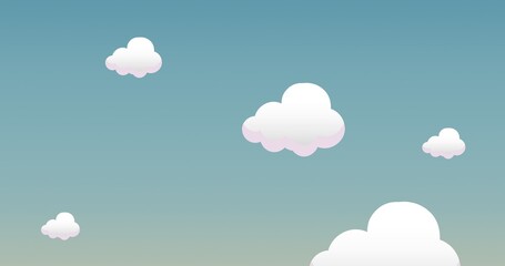 Vector image of white clouds on blue background, copy space