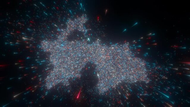 Abstract map of Tajikistan. High quality 4k footage