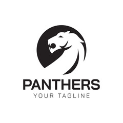 Panther logo design vector negative space template. Creative Animals in circle Logotype concept icon