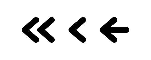 Obraz premium Arrows set black. Arrows pointing to the left icon set. Vector set of trendy black arrows in flat style. Collection of simple vector arrows. Cursors icons. Vector illustration.