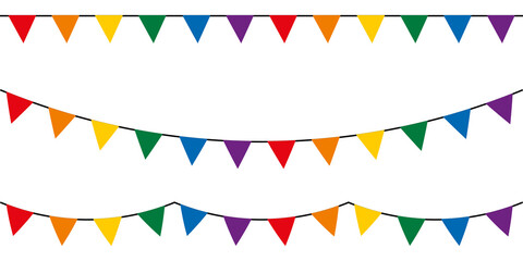 Fototapeta LGBT flags garlands with pennants. Vector buntings set. obraz