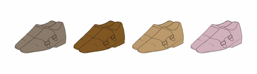 茶色の革靴のイラストセット