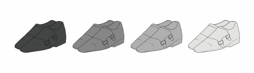 グレーの革靴のイラストセット