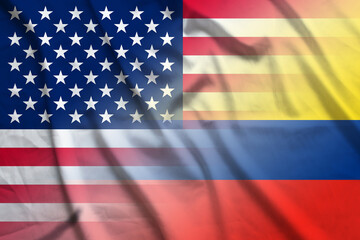Fototapeta na wymiar USA and Colombia national flag international relations COL USA