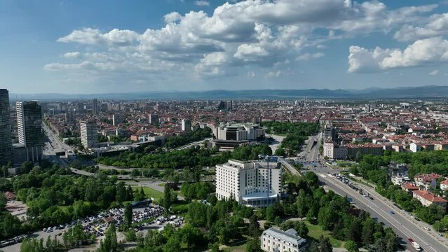 The National Palace of Culture. Congress Centre Sofia NDK. Aerial view of park