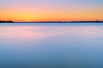 Fototapeta na wymiar View of the lake Veluwemeer during sunrise