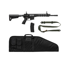 Modern automatic rifle isolated on white. Weapons for police, special forces and the army....