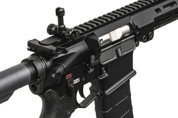 Modern automatic rifle isolated on white. Weapons for police, special forces and the army....