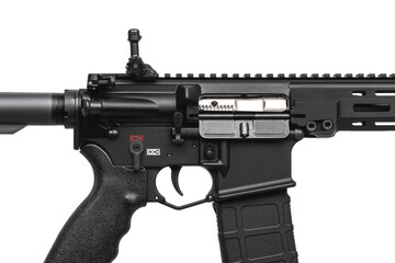 Modern automatic rifle isolated on white. Weapons for police, special forces and the army....