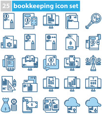 elegant and simple bookkeeping icon set