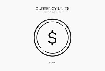 Line flat Dolar icon symbol vector isolated on white background. Dollar sign symbol. Money icon. Currency unit.