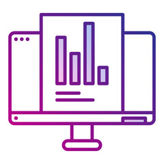 chart icon and computer screen with transparent background