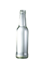 Empty Clear Glass Bottle isolated on white background Suitable for Mockup creative graphic design, clipping path.