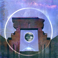 Metaphysical portal gate with all seeing eye. 