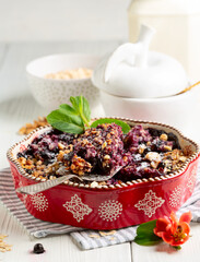 Homemade berry oat crumble pie