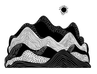 abstract mountains graphic, isolated vector illustration © VecTerrain